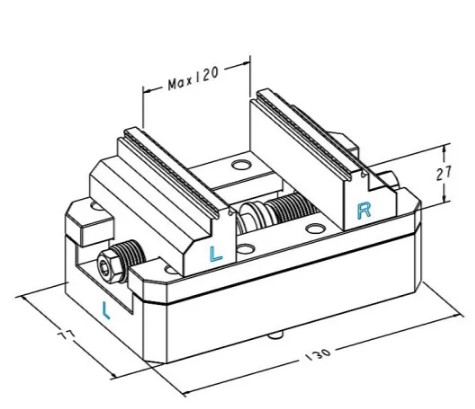 Precisión de tornillo de banco autocentrante para mecanizado de 5 ejes: 110 mm