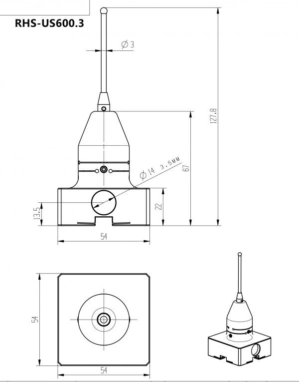 Sistema 3R 3R-US600.3 Sonda de medición macro compatible con bola de 3 mm