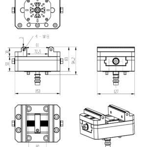 Mini Precision 5 Axis Self Centering Vise on Compatible Erowa ER-011599 100P