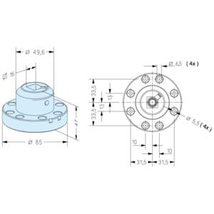 ER-015627 Erowa OEM Square 15 Holder on Adapter ø 85 - Image 1