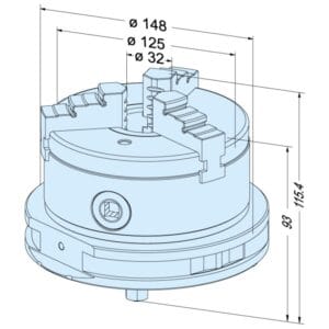 ER-068585 Erowa OEM 3 Jaw Concentric Chuck Manual ø 125 on 148G Pallet - Image 1