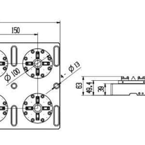 Erowa ER-035519 compatible 6 in 1 Optimized Pneumatic Chuck with CNC Base Plate