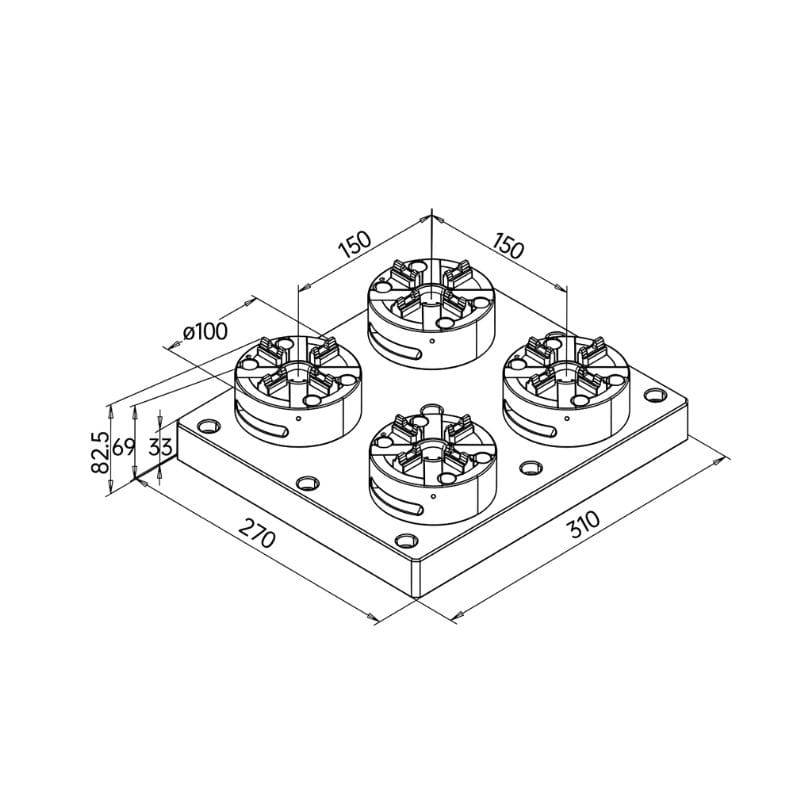 Erowa ER-036345 Compatible 4-in-1 CNC Manual Chuck